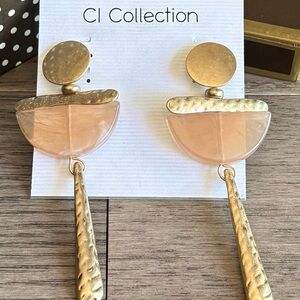 Gold and Cream Statement Geometric Earrings
